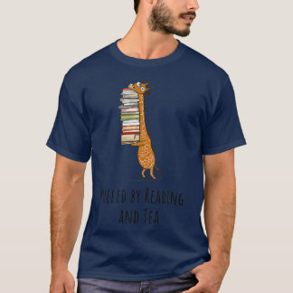 Funny Giraffe Holding a Stack of Books Fuelled By  T-Shirt