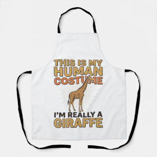 Funny Giraffe Human Costume Vintage Engraving Shir Apron
