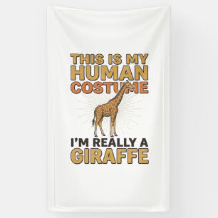 Funny Giraffe Human Costume Vintage Engraving Shir Banner