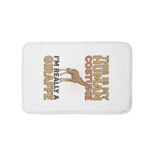 Funny Giraffe Human Costume Vintage Engraving Shir Bath Mat