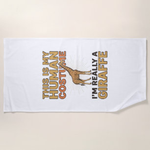 Funny Giraffe Human Costume Vintage Engraving Shir Beach Towel