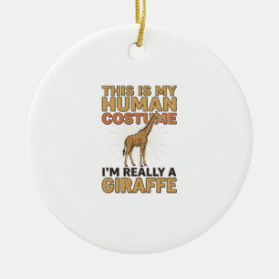 Funny Giraffe Human Costume Vintage Engraving Shir Ceramic Tree Decoration
