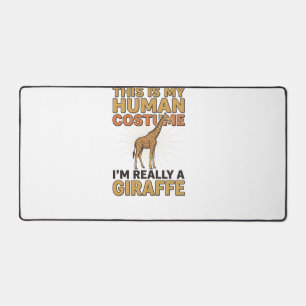 Funny Giraffe Human Costume Vintage Engraving Shir Desk Mat