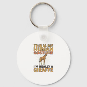 Funny Giraffe Human Costume Vintage Engraving Shir Key Ring