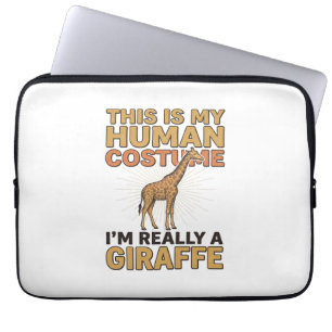 Funny Giraffe Human Costume Vintage Engraving Shir Laptop Sleeve