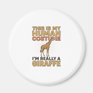 Funny Giraffe Human Costume Vintage Engraving Shir Magnet