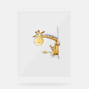 Funny Giraffe I Cute Cartoon Wild Animal Lover Fun Acrylic Sign
