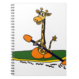 Funny Giraffe in Kayak Notebook
