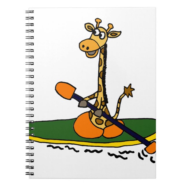 Funny Giraffe in Kayak Notebook (Front)