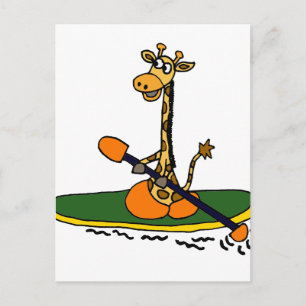 Funny Giraffe in Kayak Postcard