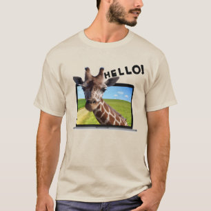 Funny Giraffe in laptop 3D graphic illusion photo T-Shirt
