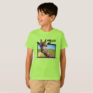 Funny Giraffe in laptop 3D graphic illusion photo T-Shirt