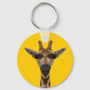 Funny Giraffe Incognito With Trendy Sunglasses Key Ring
