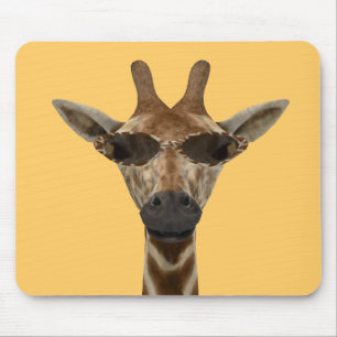 Funny Giraffe Incognito With Trendy Sunglasses Mouse Mat
