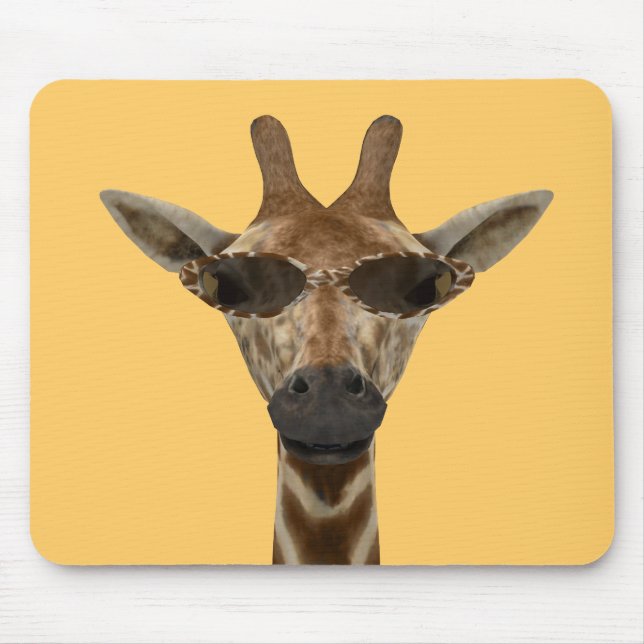 Funny Giraffe Incognito With Trendy Sunglasses Mouse Mat (Front)