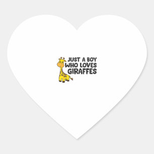 Funny Giraffe Just a Boy Who Loves Giraffes Heart Sticker