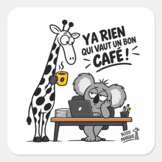 Funny Giraffe & Koala and good coffee Square Sticker