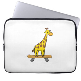 Funny Giraffe Lover Giraffe Skateboard Laptop Sleeve
