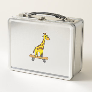 Funny Giraffe Lover Giraffe Skateboard Metal Lunch Box
