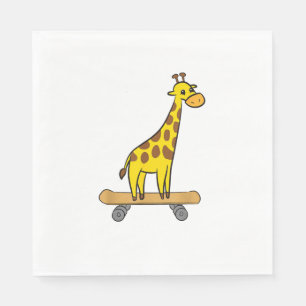 Funny Giraffe Lover Giraffe Skateboard Napkin