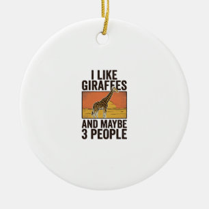 Funny Giraffe Lover Vintage Engraving Shirt Design Ceramic Tree Decoration