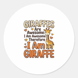 Funny Giraffe Lover Vintage Engraving Shirt Design Classic Round Sticker