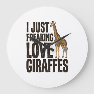 Funny Giraffe Lover Vintage Engraving Shirt Design Large Clock