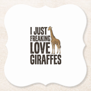 Funny Giraffe Lover Vintage Engraving Shirt Design Paper Coaster