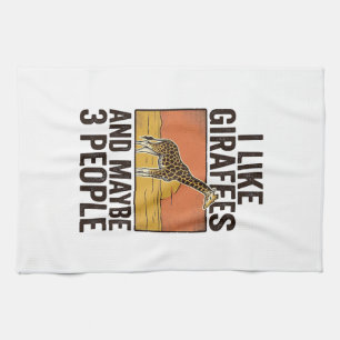 Funny Giraffe Lover Vintage Engraving Shirt Design Tea Towel