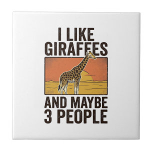 Funny Giraffe Lover Vintage Engraving Shirt Design Tile