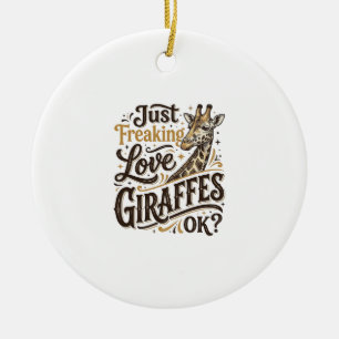 Funny Giraffe Lover Vintage Typography Shirt Desig Ceramic Tree Decoration