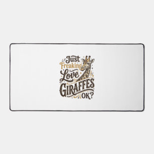 Funny Giraffe Lover Vintage Typography Shirt Desig Desk Mat