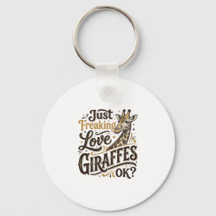 Funny Giraffe Lover Vintage Typography Shirt Desig Key Ring