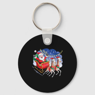 Funny Giraffe Lover Xmas Giraffe Santa Christmas S Key Ring