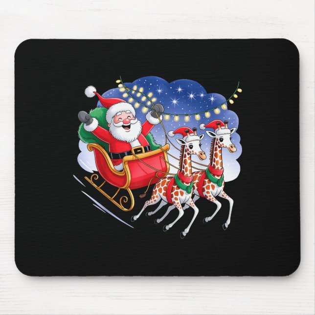 Funny Giraffe Lover Xmas Giraffe Santa Christmas S Mouse Mat (Front)