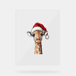 Funny Giraffe Lovers Christmas Pajama Giraffe Sant Acrylic Sign