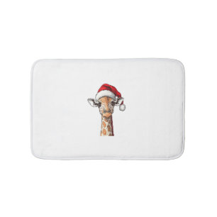 Funny Giraffe Lovers Christmas Pajama Giraffe Sant Bath Mat