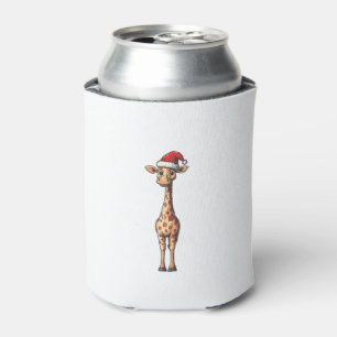 Funny Giraffe Lovers Christmas Pajama Giraffe Sant Can Cooler