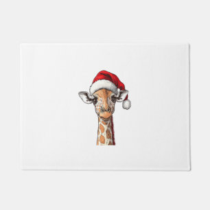 Funny Giraffe Lovers Christmas Pajama Giraffe Sant Doormat