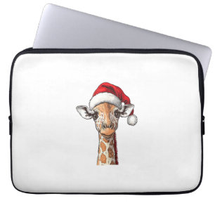 Funny Giraffe Lovers Christmas Pajama Giraffe Sant Laptop Sleeve