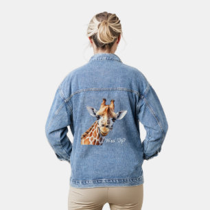 Funny Giraffe Lover's, Was' Up?  Denim Jacket