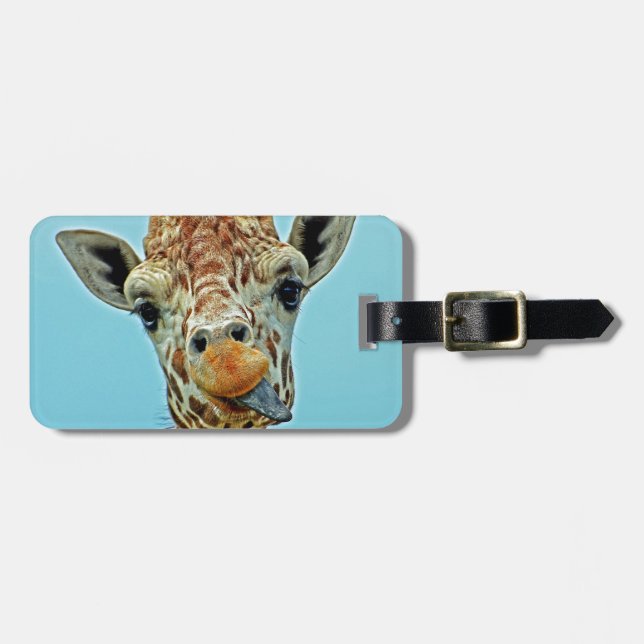 funny giraffe luggage tag (Front Horizontal)
