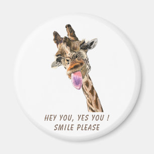 Funny Giraffe Magnet Gift - Smile - Custom Text