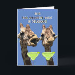 Funny Giraffe Margarita Birthday Card<br><div class="desc">Funny giraffe birthday card that is customisable with your personalised message.</div>