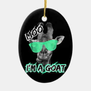 Funny Giraffe Moo Im A Goat Cute Zoo Animal Gift Ceramic Tree Decoration