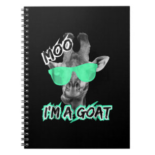 Funny Giraffe Moo Im A Goat Cute Zoo Animal Gift Notebook