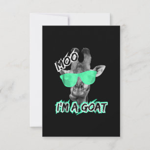 Funny Giraffe Moo Im A Goat Cute Zoo Animal Gift RSVP Card
