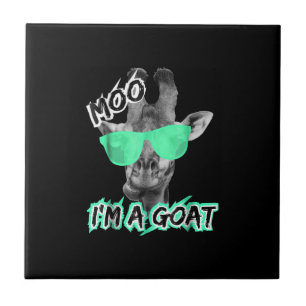 Funny Giraffe Moo Im A Goat Cute Zoo Animal Gift Tile