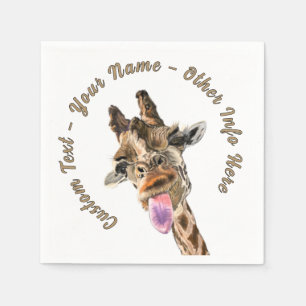 Funny Giraffe Napkins with Custom Text