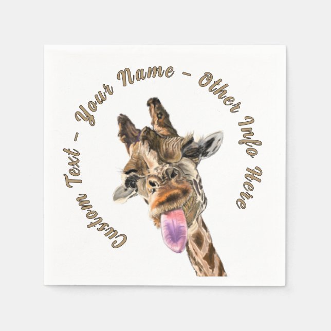 Funny Giraffe Napkins with Custom Text (Front)